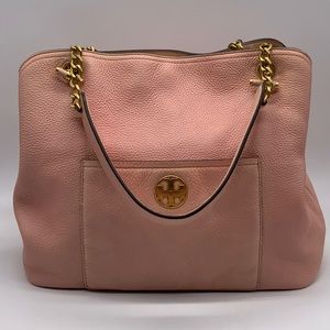 Tory Burch Chelsea Slouchy Tote in Pale Apricot.